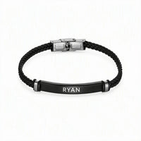 Engraved Leather ID Bracelet
