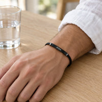Engraved Leather ID Bracelet