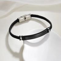 Engraved Leather ID Bracelet