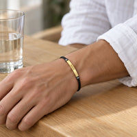 Engraved Leather ID Bracelet