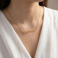 Horizontal Birth Flower Name Necklace