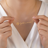 Horizontal Birth Flower Name Necklace