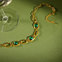 Green Zircon Paperclip Necklace