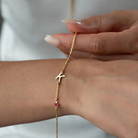 Birthstone Initial Bracelet
