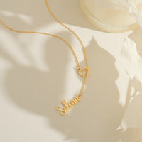 Custom Heart & Name Lariat Necklace
