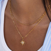 White Rhinestone Sun Pendant Necklace