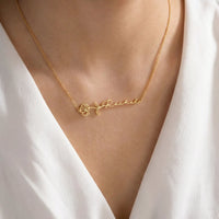 Horizontal Birth Flower Name Necklace