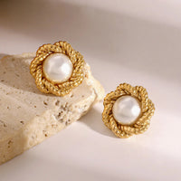 Pearl Flower Studs