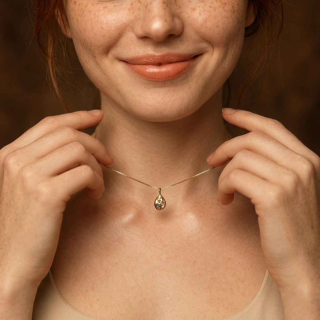 Crystal Teardrop Pendant Necklace