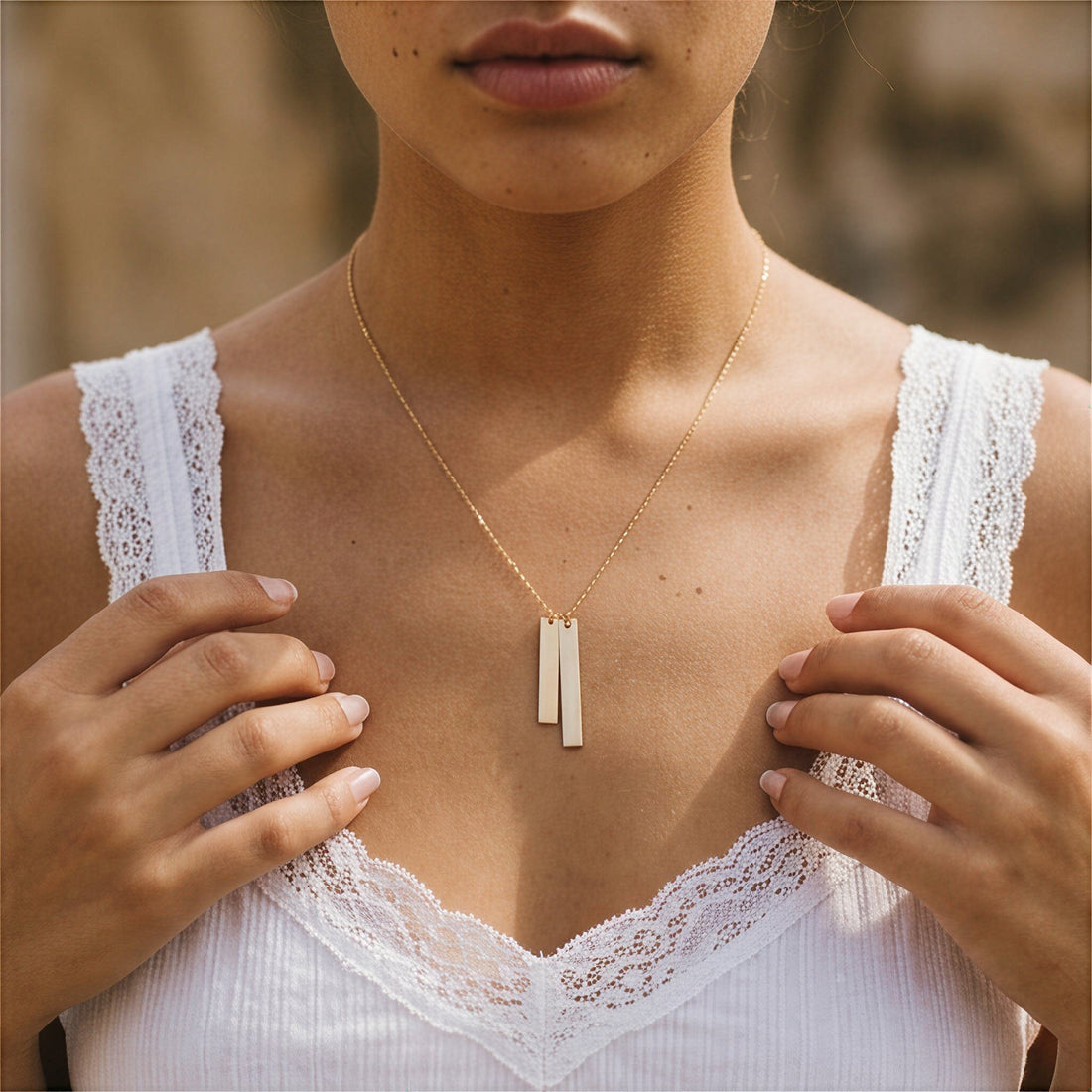 Double Bar Pendant Necklace