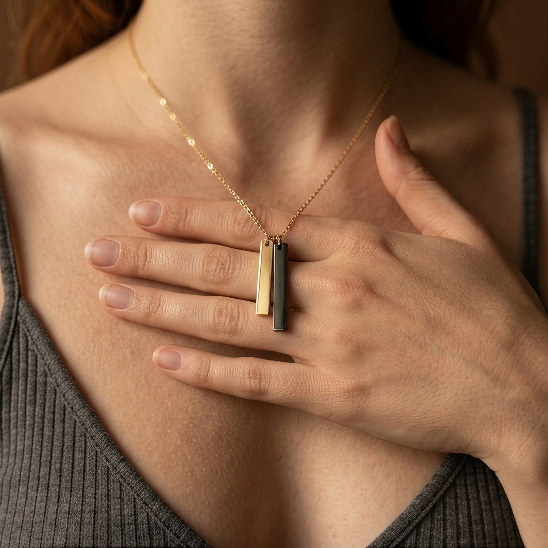 Double Bar Pendant Necklace