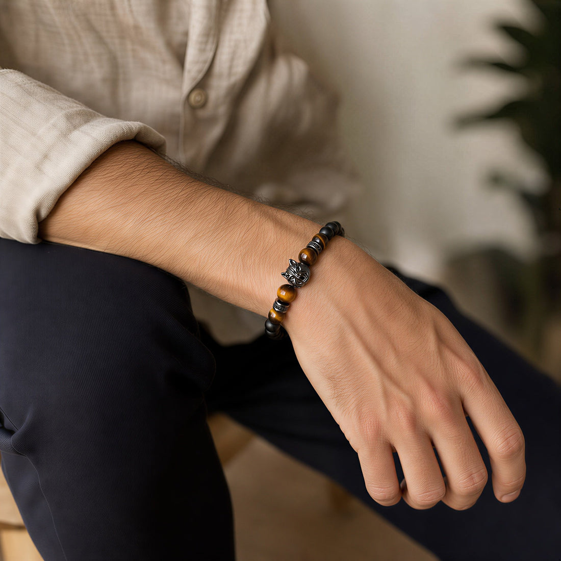 Wolf Tiger Eye Bracelet