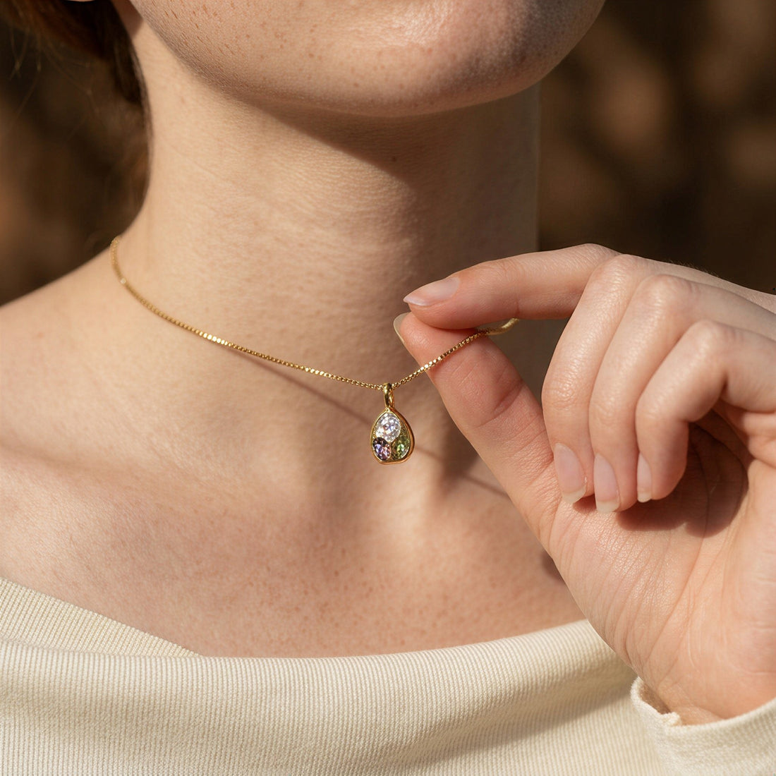 Crystal Teardrop Pendant Necklace