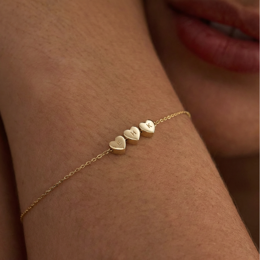 Initial Tiny Heart Charm Bracelet