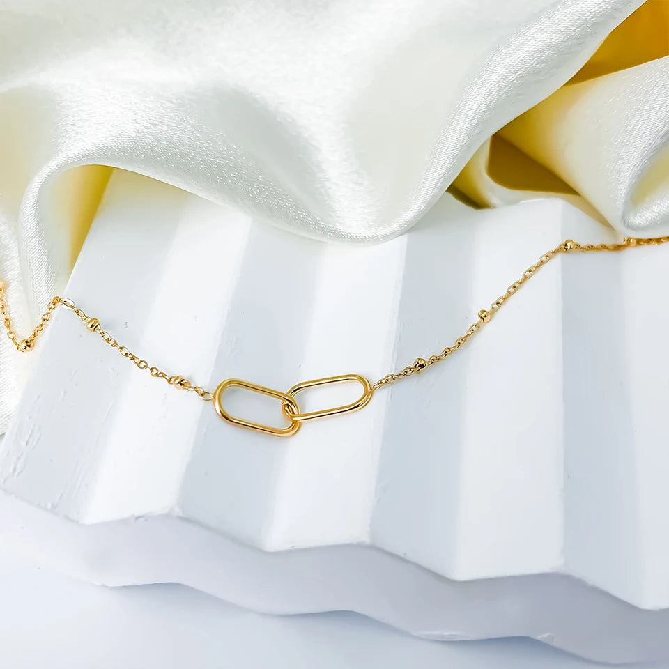 Double Paperclip Pendant Necklace