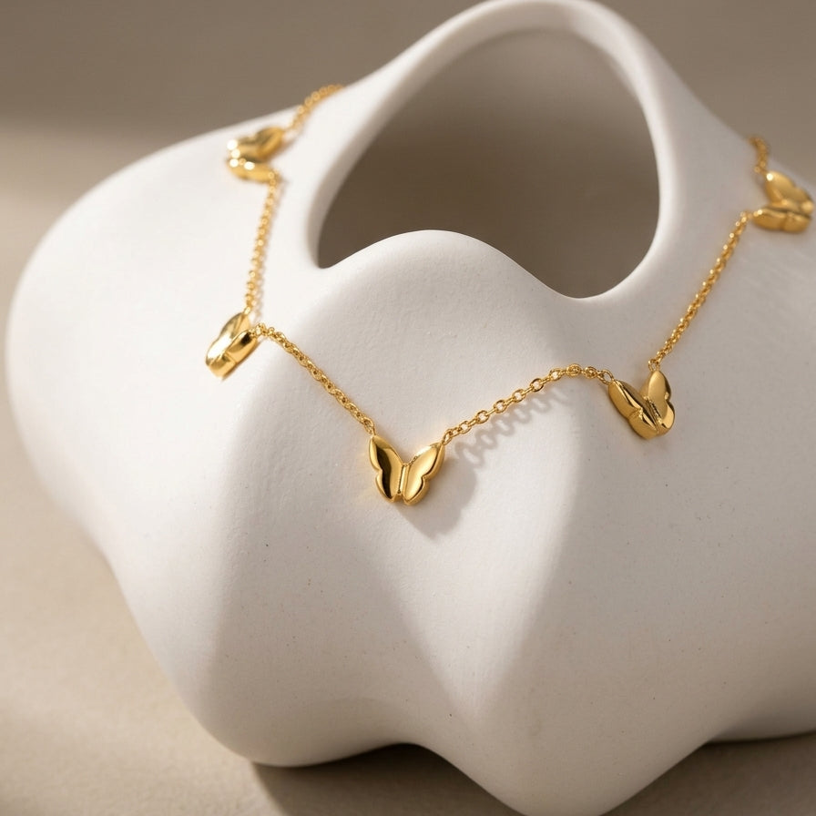 Multi Butterfly Station Necklace