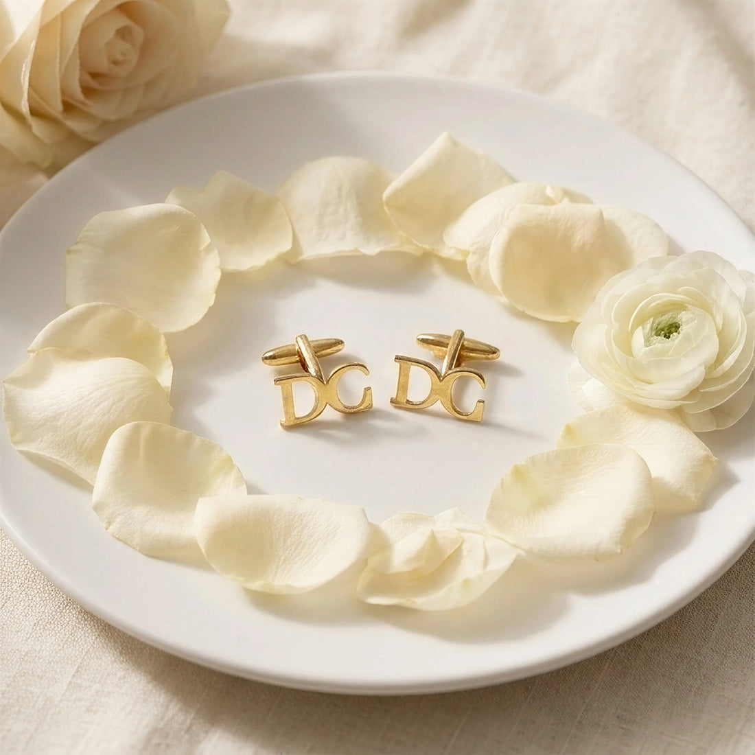 Block Initial Cufflinks - Gold