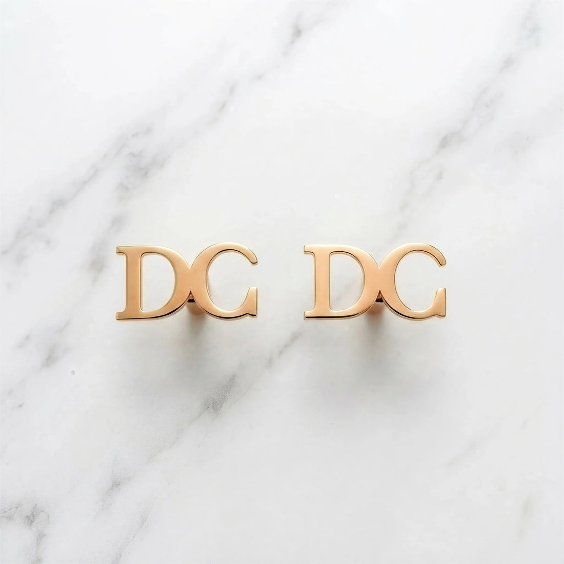 Block Initial Cufflinks - Rose Gold