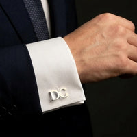 Block Initial Cufflinks - Silver