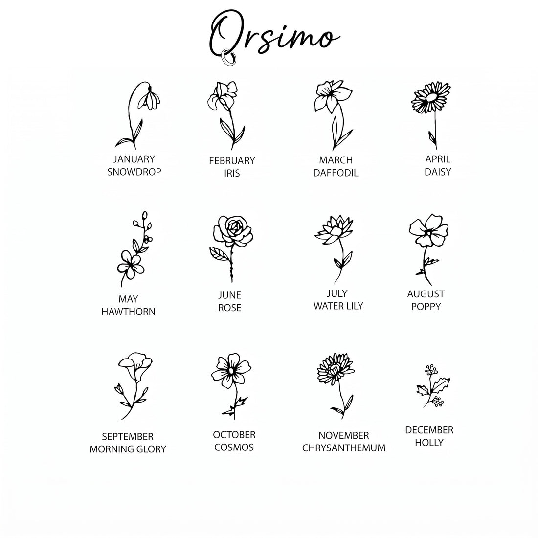 Personalised Name Necklace with Birth Flower