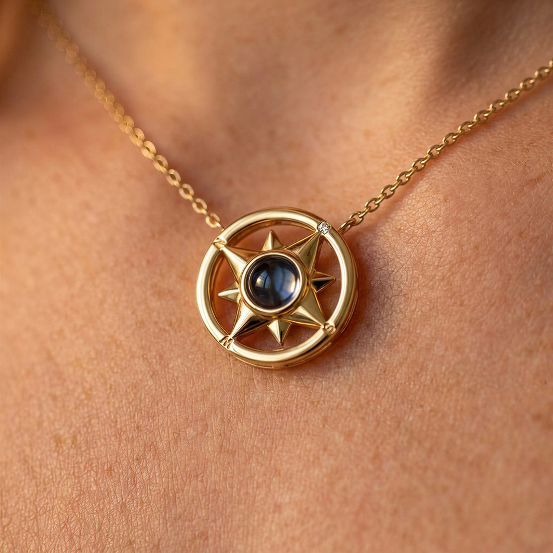 Compass Photo Necklace