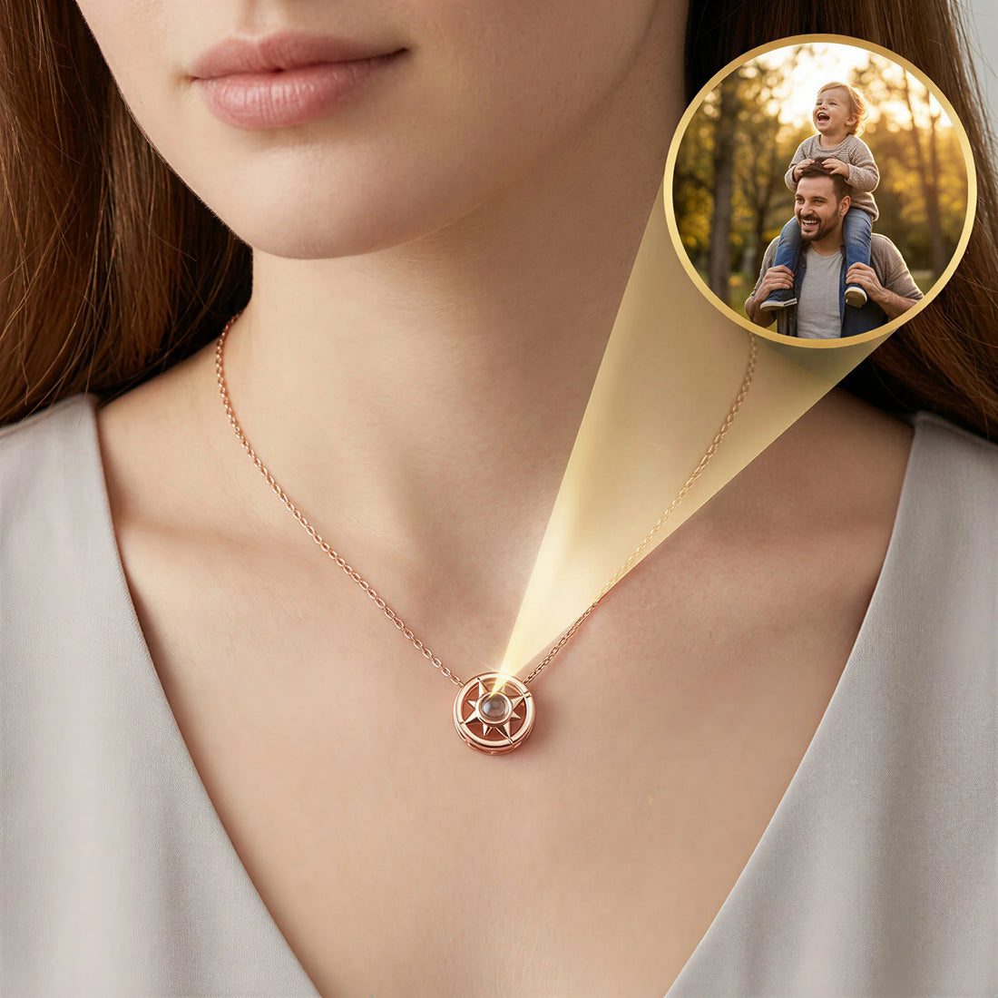 Compass Photo Necklace