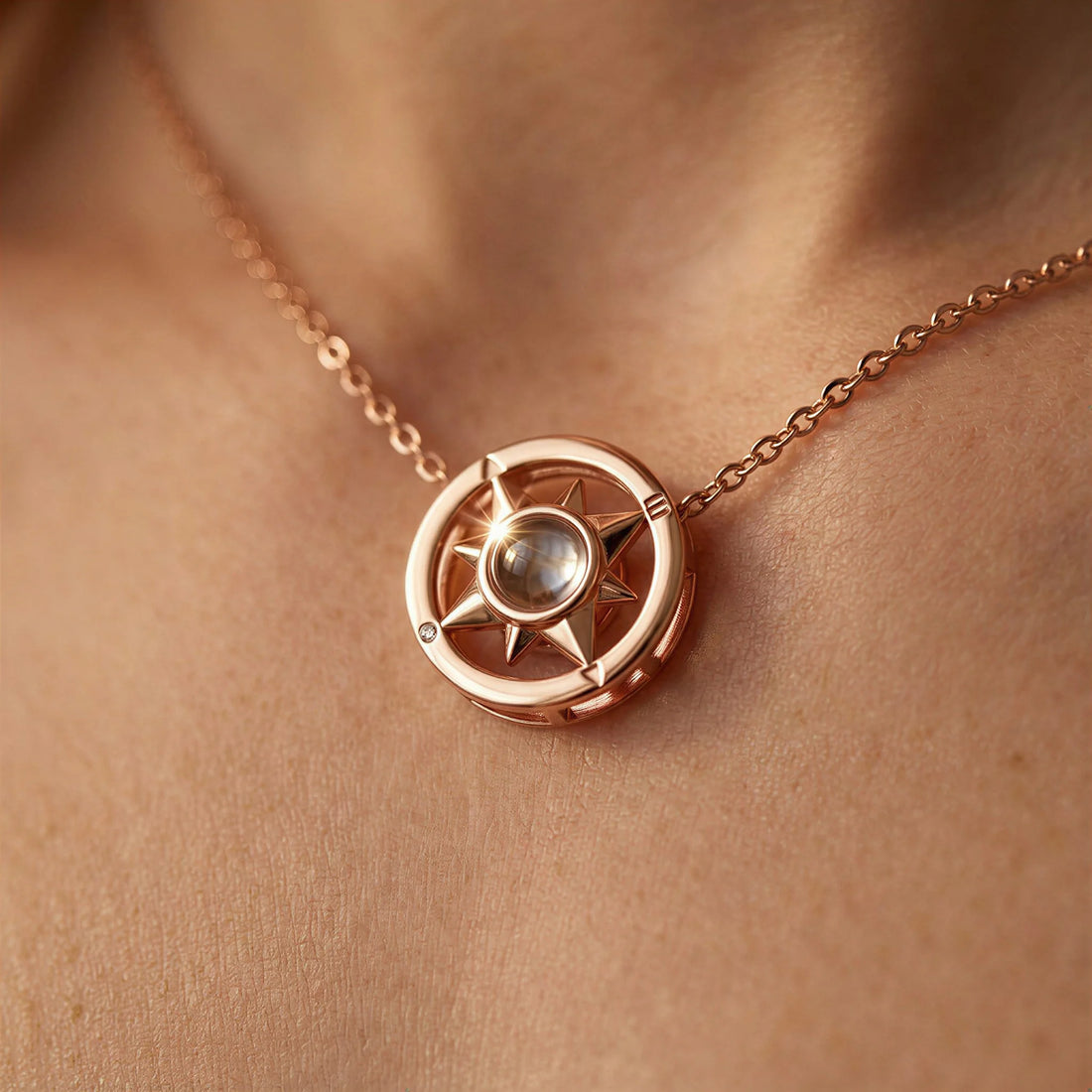 Compass Photo Necklace