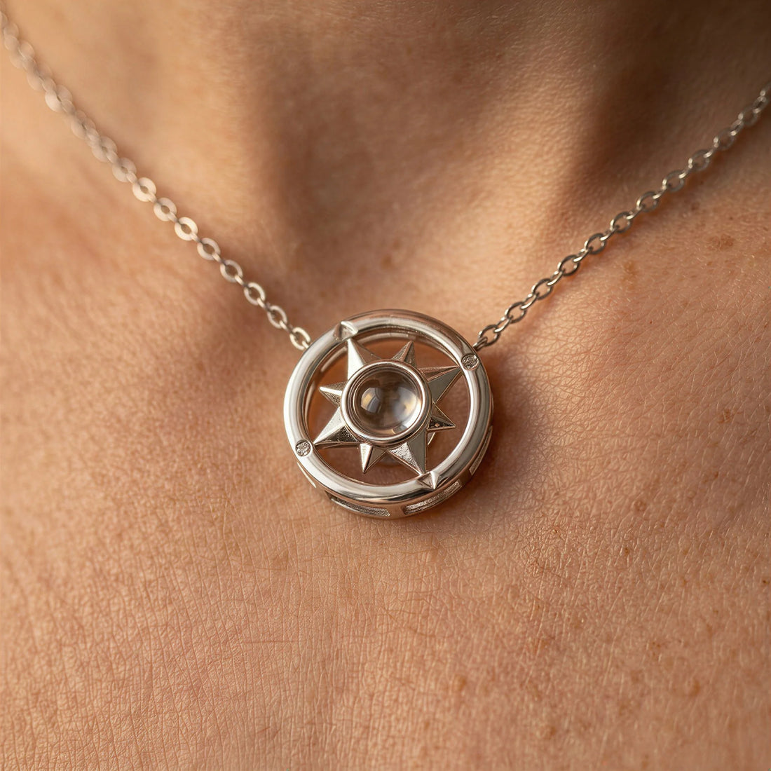 Compass Photo Necklace