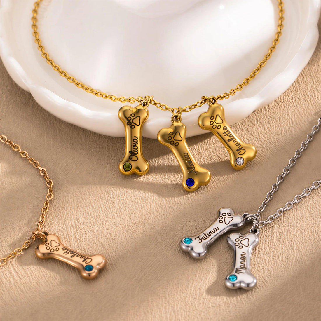 Dog Bone Name Necklace
