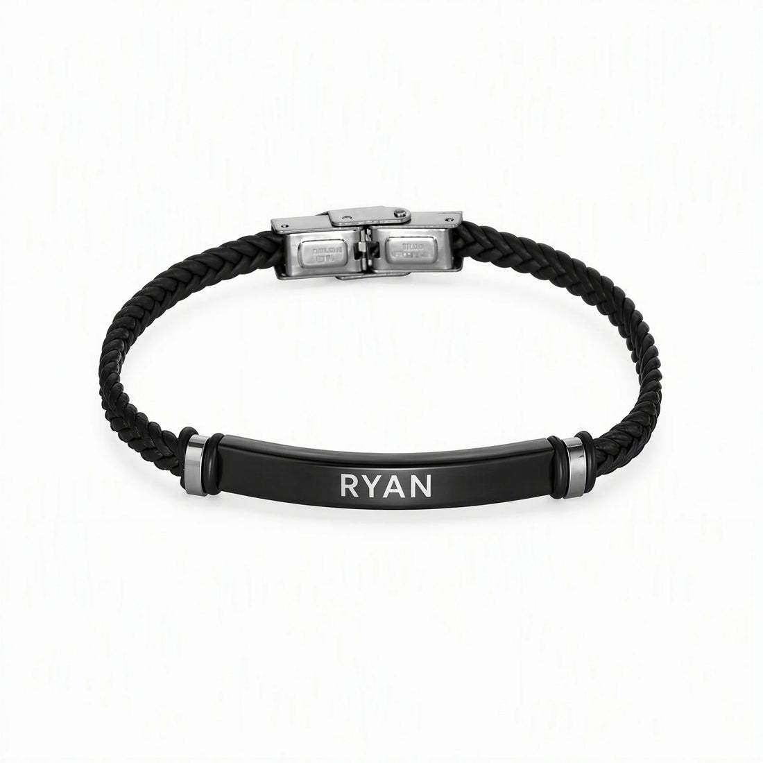 Engraved Leather ID Bracelet