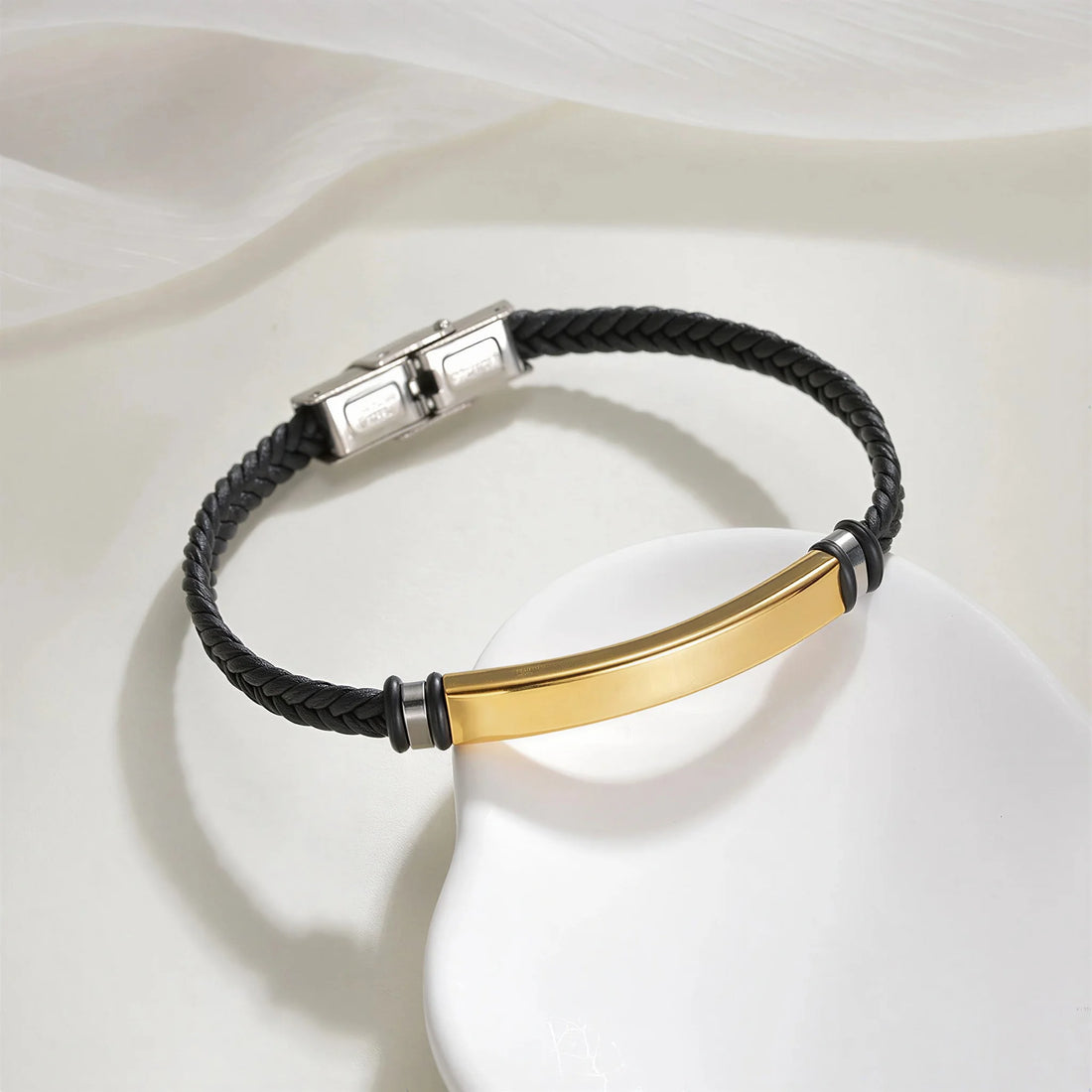 Engraved Leather ID Bracelet