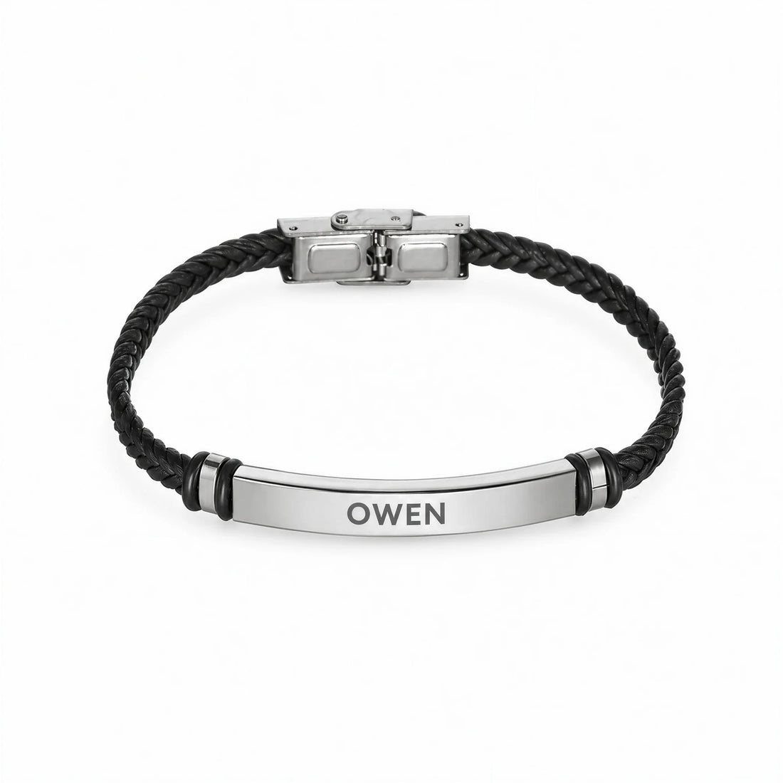 Engraved Leather ID Bracelet