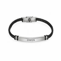 Engraved Leather ID Bracelet