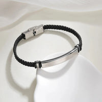 Engraved Leather ID Bracelet