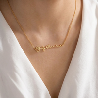 Horizontal Birth Flower Name Necklace