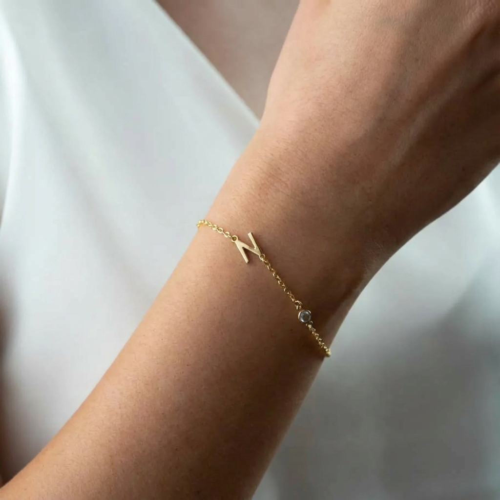 Birthstone Initial Bracelet