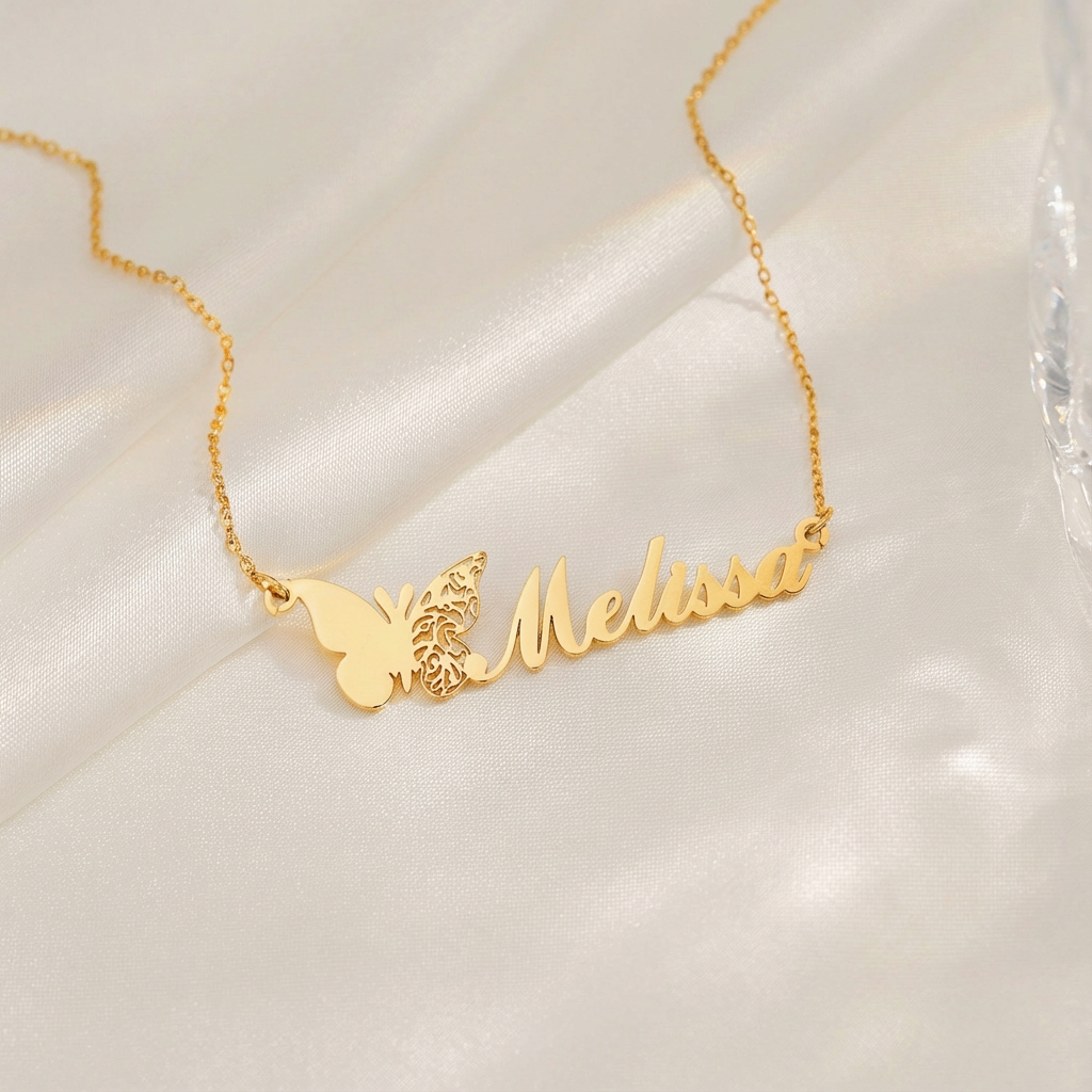 Birth Butterfly Name Necklace