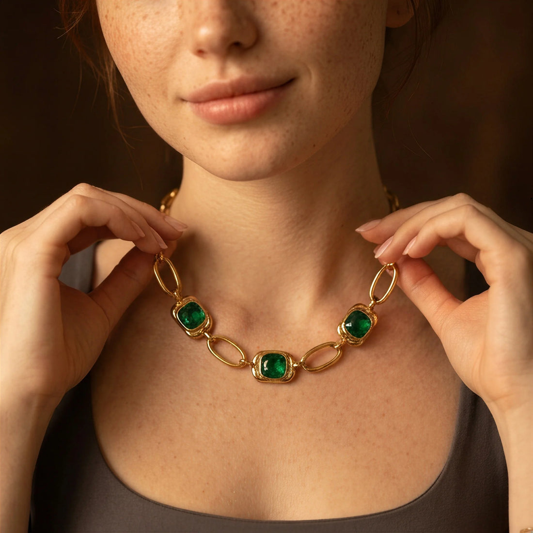 Green Zircon Paperclip Necklace