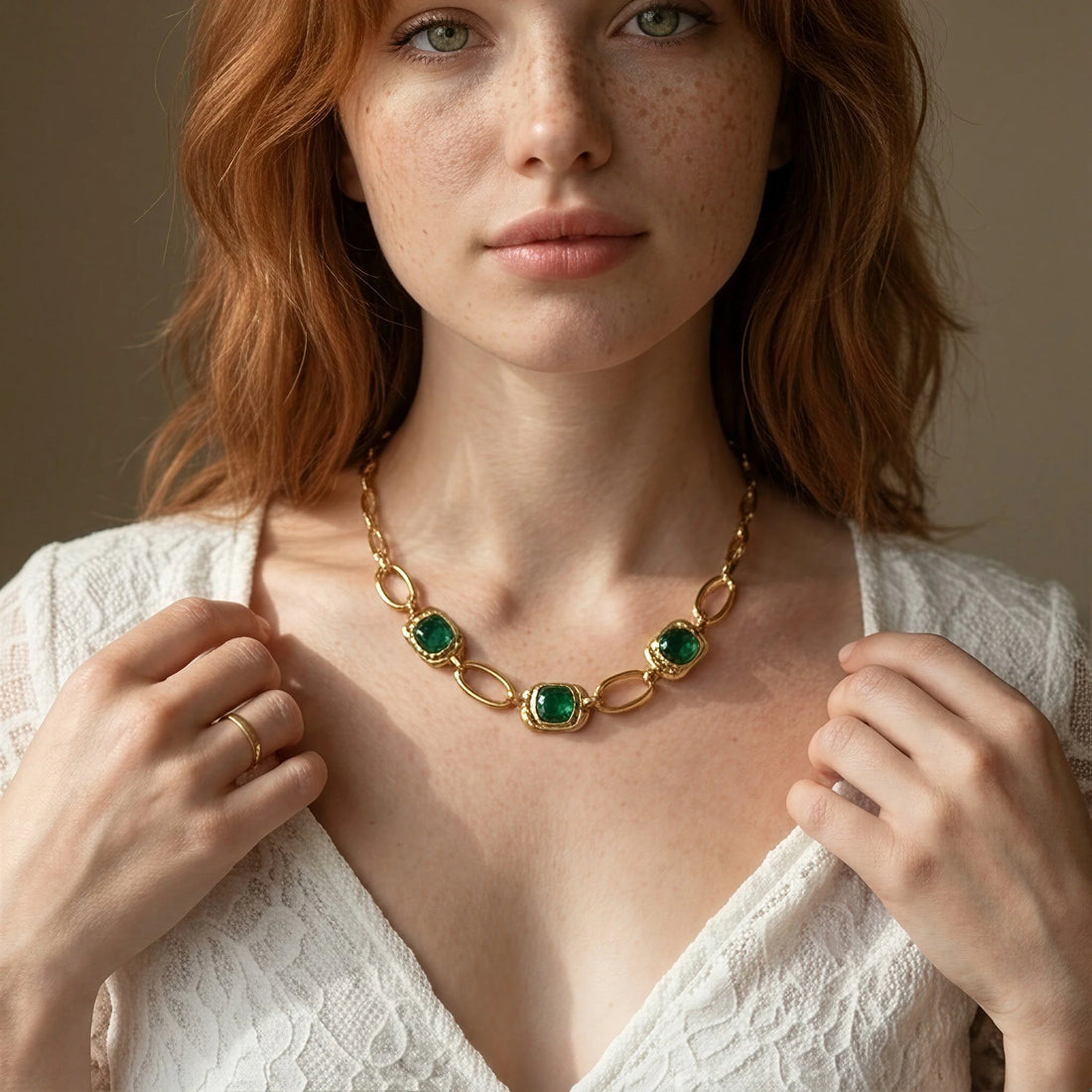 Green Zircon Paperclip Necklace
