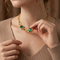 Green Zircon Paperclip Necklace