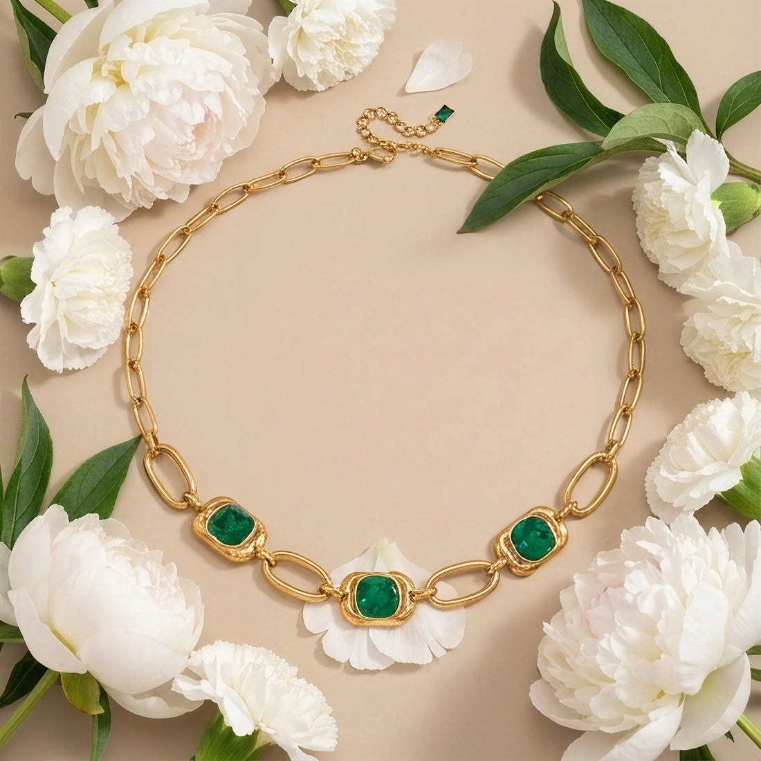Green Zircon Paperclip Necklace