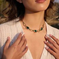 Green Zircon Paperclip Necklace