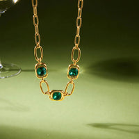 Green Zircon Paperclip Necklace
