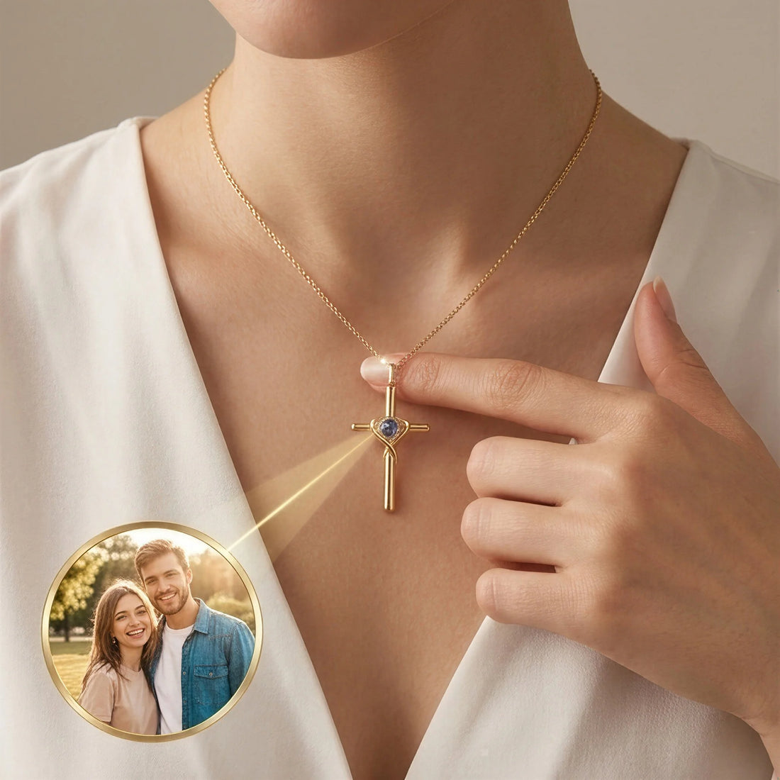 Heart Cross Projection Necklace