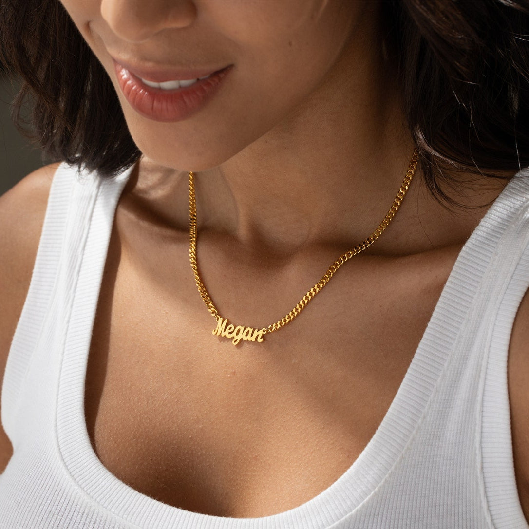 Personalised Name Necklace with Curb Chain