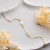 Birthstone Initial Bracelet