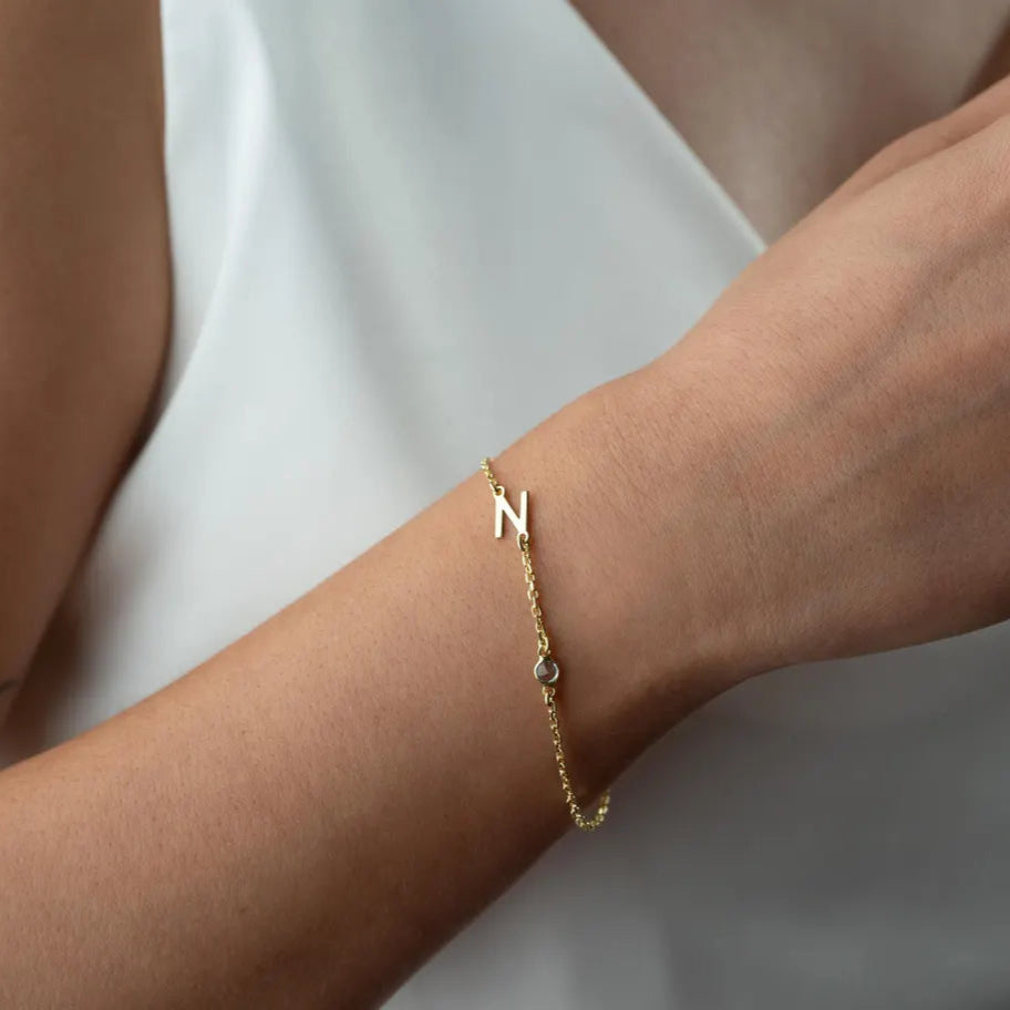 Birthstone Initial Bracelet