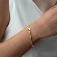 Birthstone Initial Bracelet