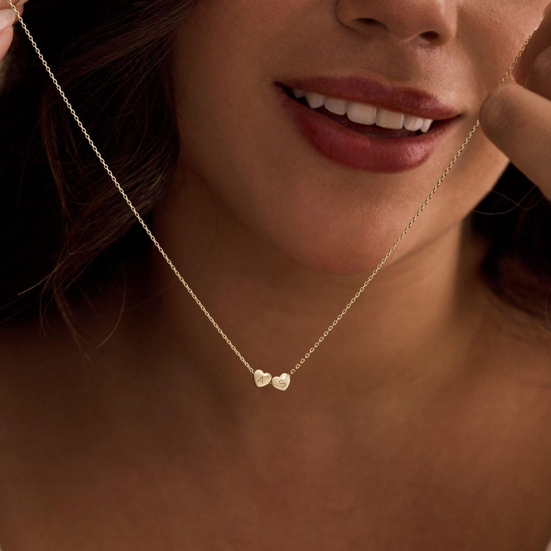Initial Tiny Heart Charm Necklace