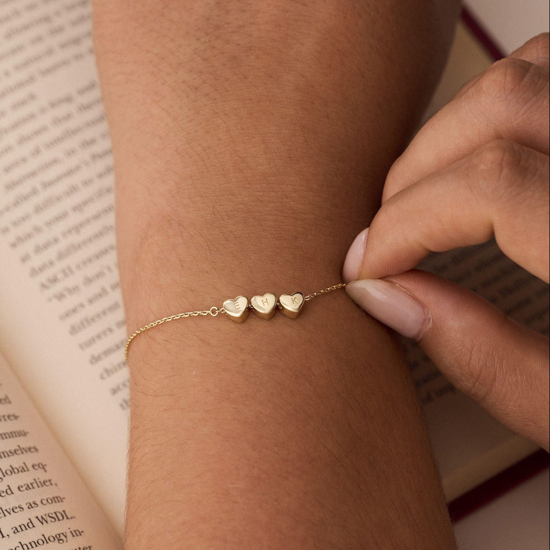 Initial Tiny Heart Charm Bracelet